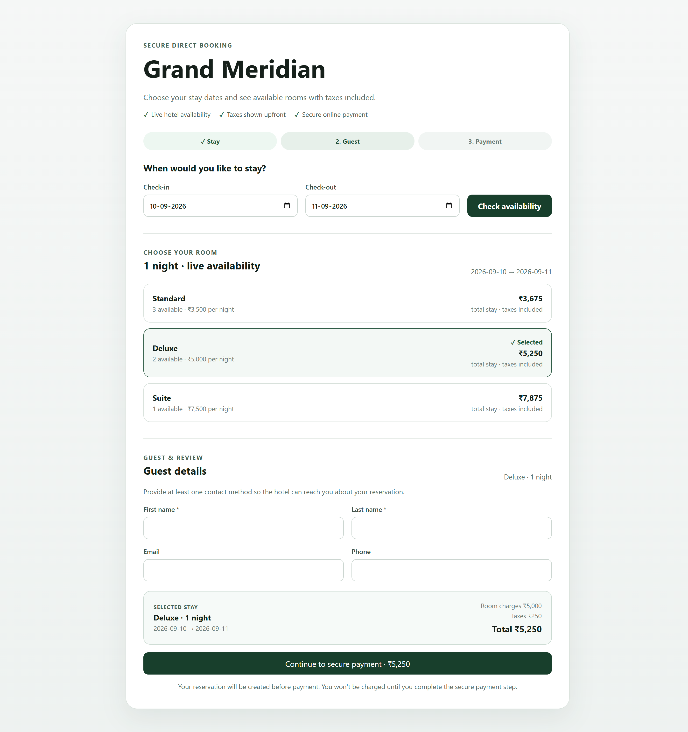 HotelPMS direct online booking
